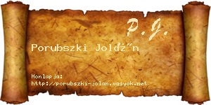 Porubszki Jolán névjegykártya